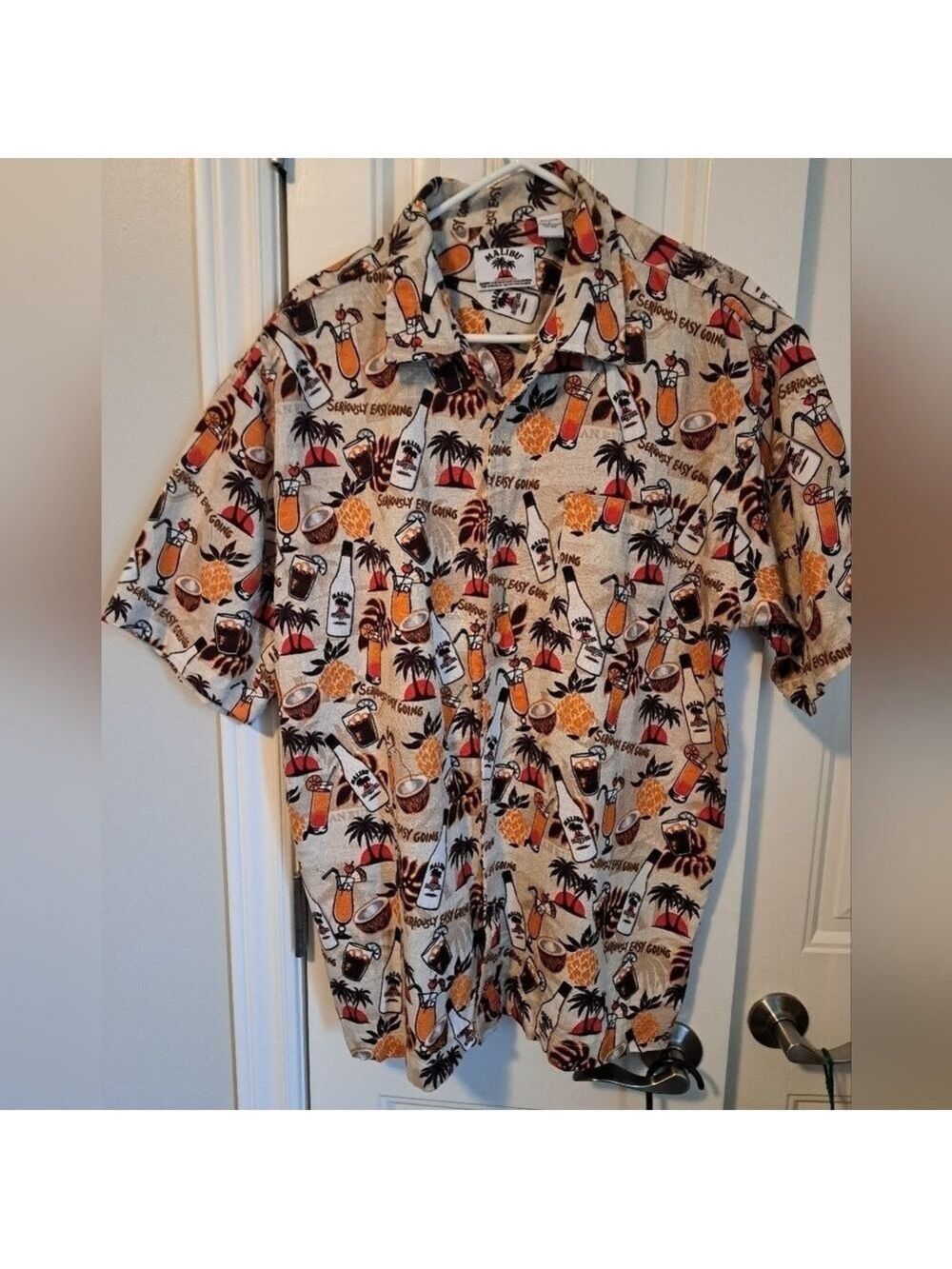 Malibu Caribbean Shirt  Button Up 100% COTTON Guinness Pro Pacific RESORT SZ LG